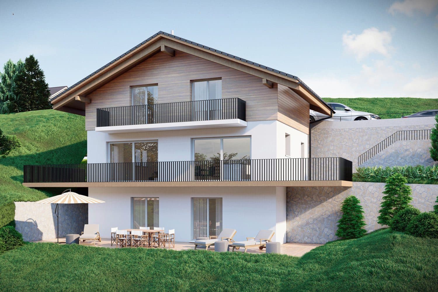 Neubau 5 bis 6 Zimmer Einfamilienhaus an aussichtsreicher Hanglage