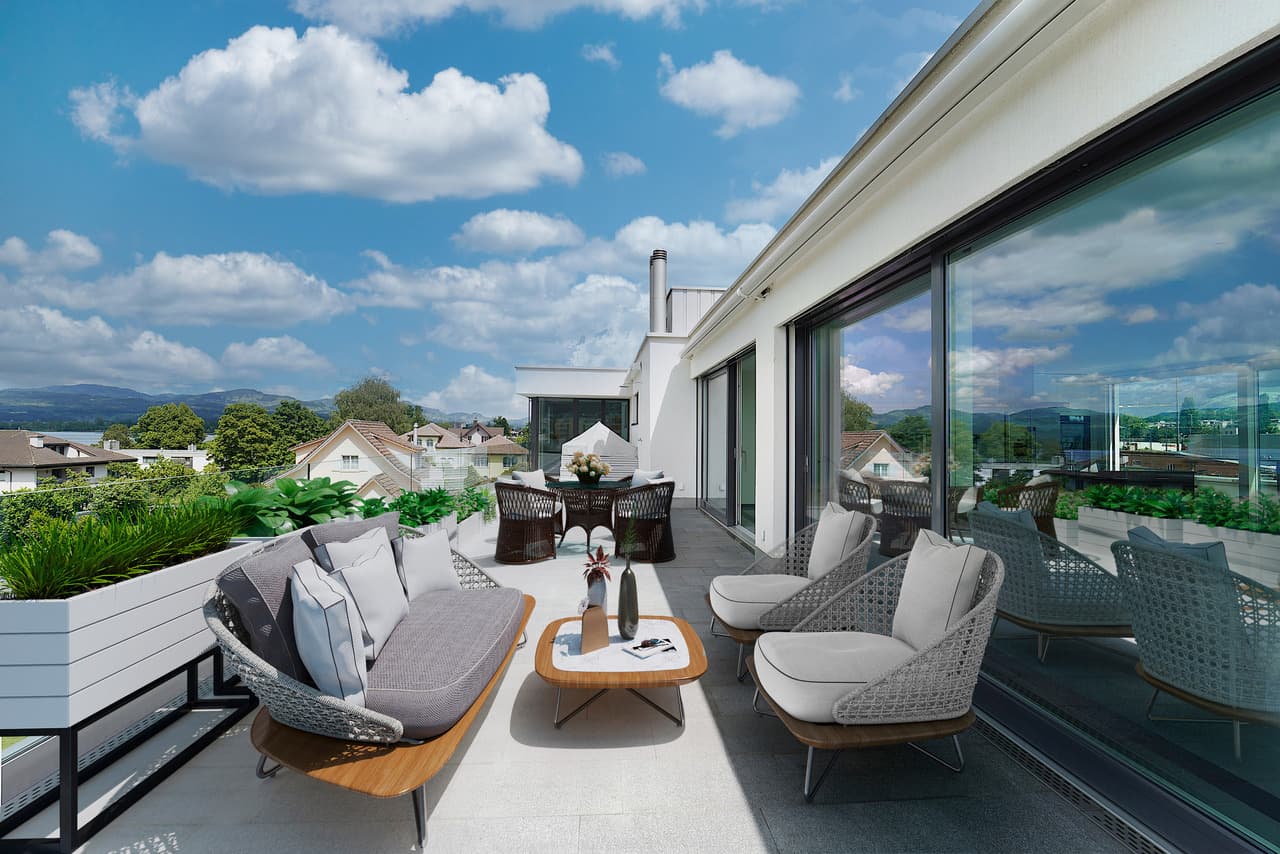 Luxus-Terrassen-Attikawohnung mit Seesicht