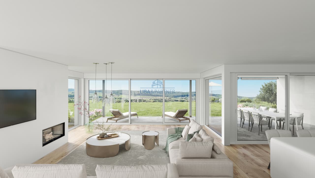 Luxuriöse 4.5-Z-Gartenwohnung mit Fernsicht | Rodersdorf