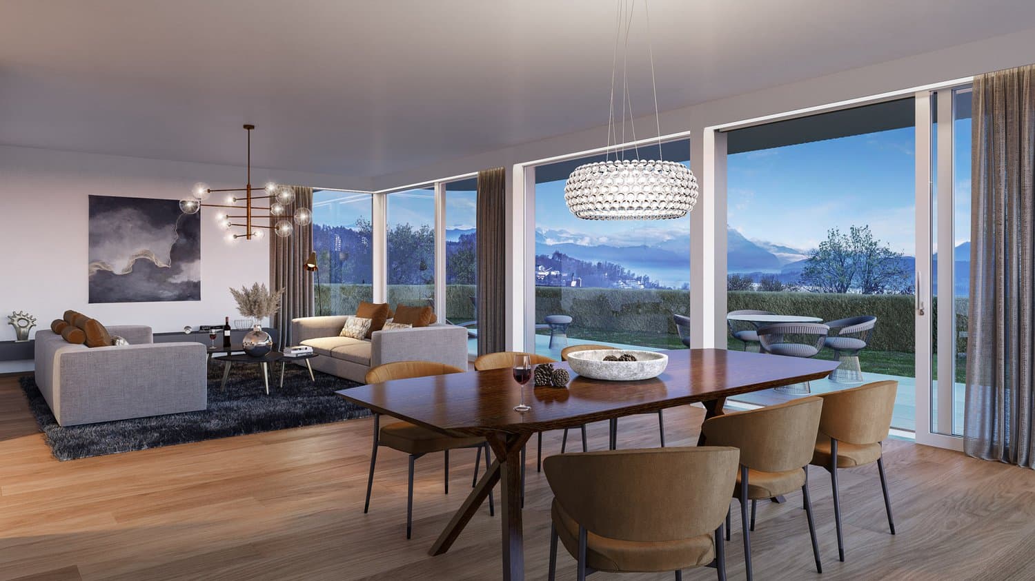 Städtisch, luxuriös Wohnen mit Aussicht und Garten